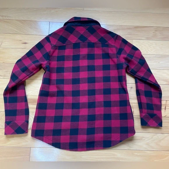 Orvis Fleece Lined Plaid Flannel Snap Shirt Jacket Shacket Red Black Women's S - Picture 6 of 6